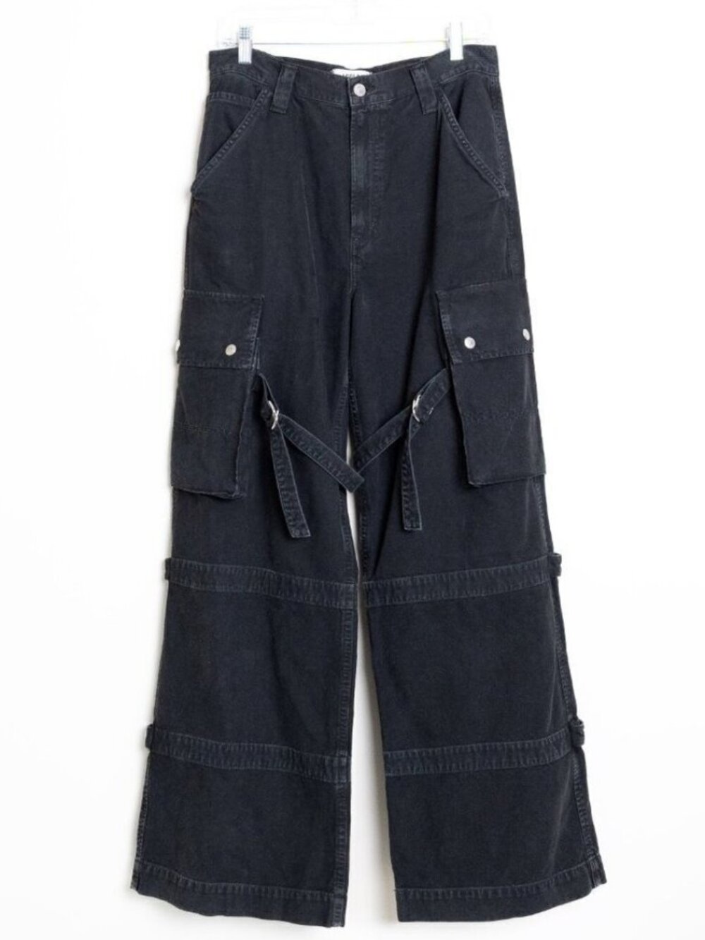 AGOLDE Vivian Pant Cargo Jeans Oversized Baggy Wide Leg Strap Black - Picture 4 of 13